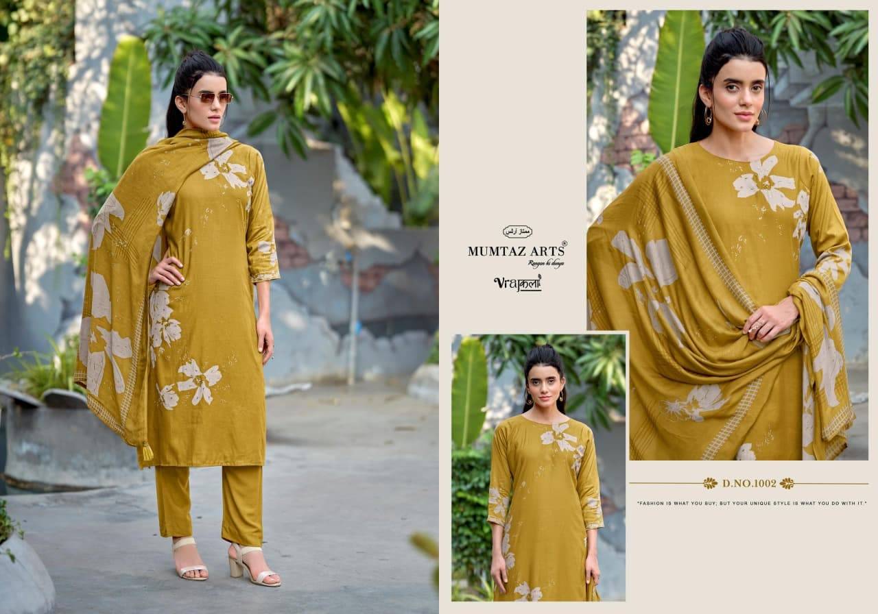   SATHVIKA BY MUMTAZ ARTS 1001 TO 1005 Series Beautiful Festive Suits Stylish Fancy Colorful Casual Wear & Ethnic Wear VISCOSE JAM DIGITAL PRINT Dresses At Wholesale Price